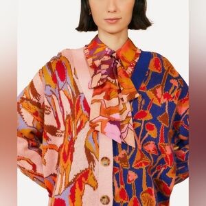 FARM Rio Mixed Mushrooms Knit Cardigan Size Small (stain)
